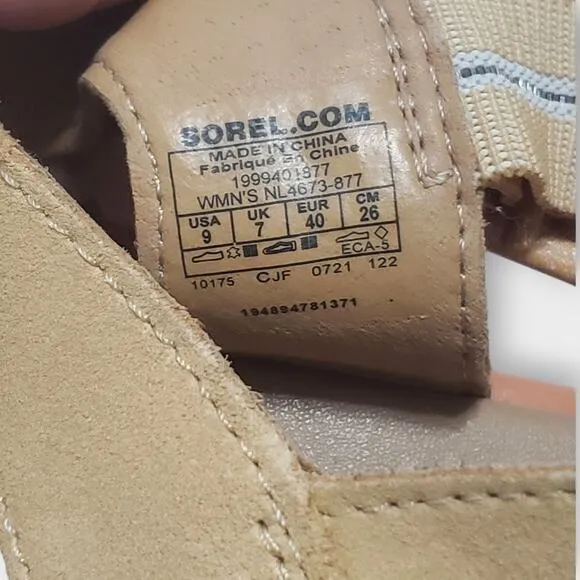 Sorel Womens Joanie III Ankle Strap Wedge Sandals Tan Sz 9 Buckle Gladiator