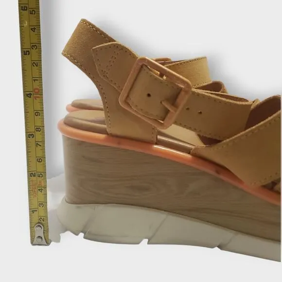 Sorel Womens Joanie III Ankle Strap Wedge Sandals Tan Sz 9 Buckle Gladiator
