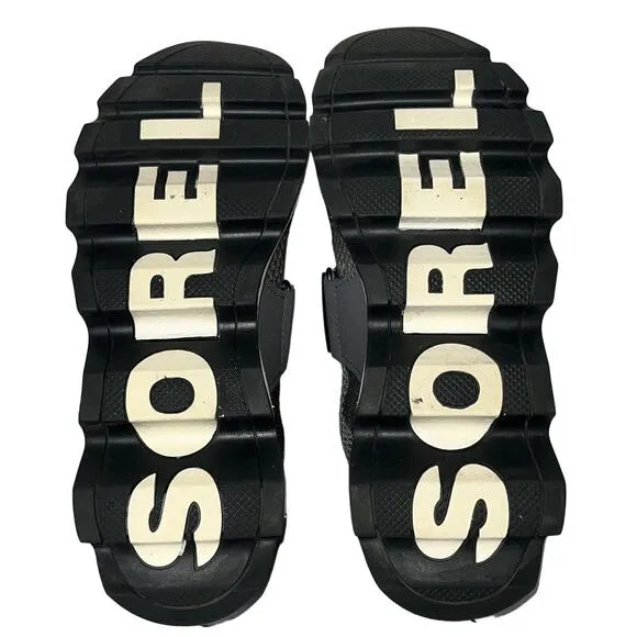 SOREL WOMENS KINETIC SNEAKERS SCALLOPED SOLE SIZE 8 GRAY STRETCH STRAPS EUC02266