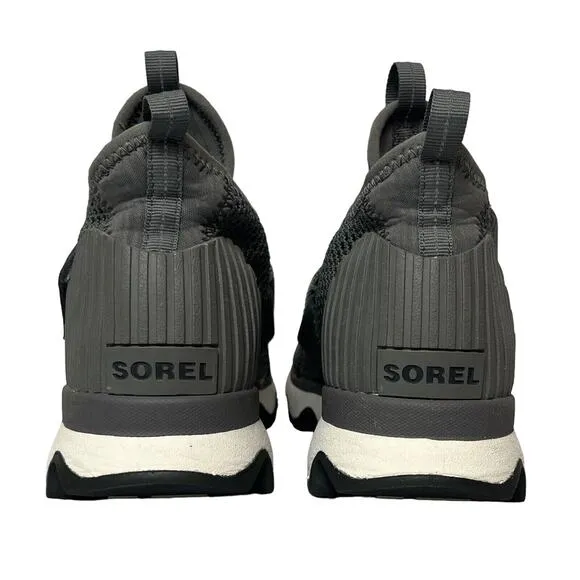 SOREL WOMENS KINETIC SNEAKERS SCALLOPED SOLE SIZE 8 GRAY STRETCH STRAPS EUC02266