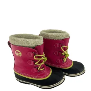 SOREL Yoot Pac Youth Pink Waterproof Snow Boots Faux Fur Size 6 Mid-Calf