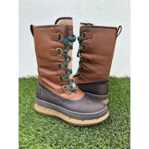 Sperry‎ Kittery Waterproof Tan Teal Pebbled Leather Mid-Calf Boots Women's 7.5