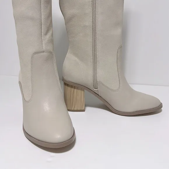 SPLENDID Women's Tall Riding Chunky Block Heel Leather Boots Size 6M Shoes NWT