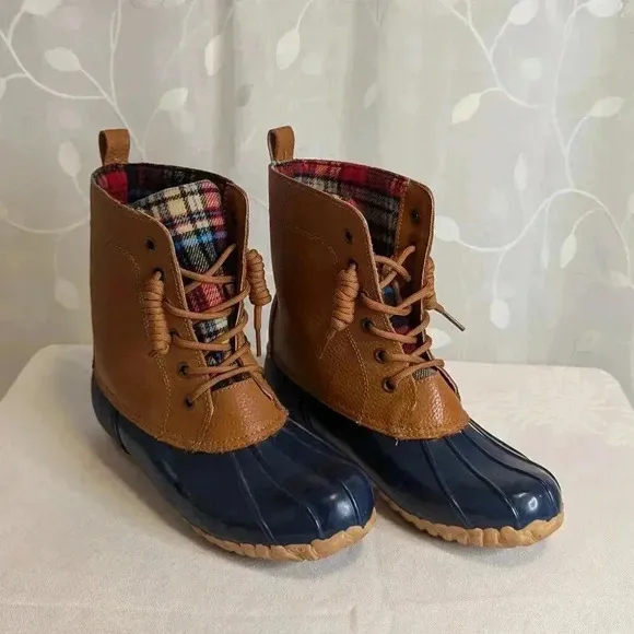 Sporto Mid-Calf Duck Boots, Faux Fur Lining, Flannel Lining, Leather Upper, 8