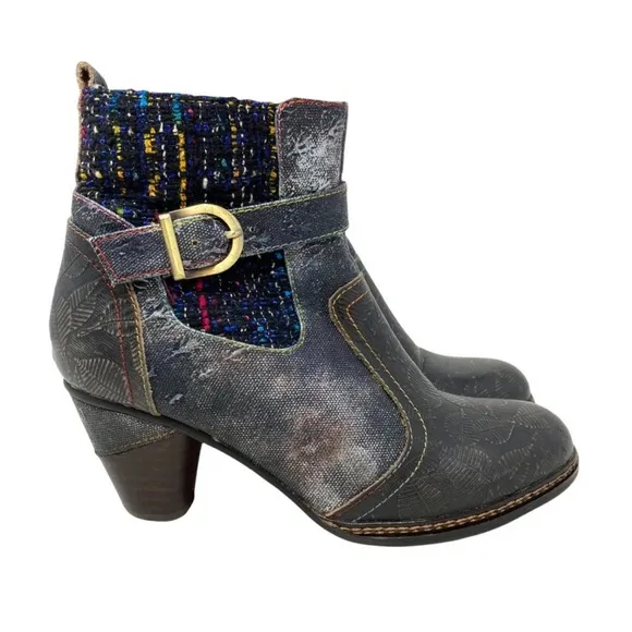 Spring Step L'Artiste Nancies Black Multi Mid Calf Boots - Size 7.5 multi color