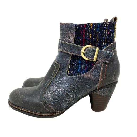 Spring Step L'Artiste Nancies Black Multi Mid Calf Boots - Size 7.5 multi color