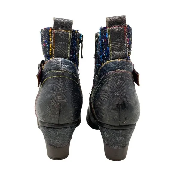 Spring Step L'Artiste Nancies Black Multi Mid Calf Boots - Size 7.5 multi color