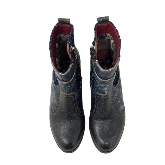 Spring Step L'Artiste Nancies Black Multi Mid Calf Boots - Size 7.5 multi color