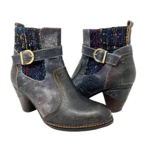 Spring Step L'Artiste Nancies Black Multi Mid Calf Boots - Size 7.5 multi color
