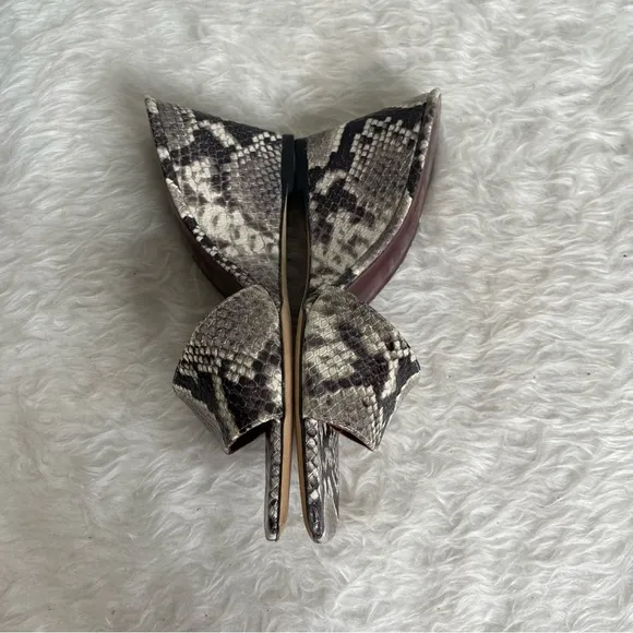 STAUD Billie Snakeskin-Print Leather Wedoe Sandals size 6.5