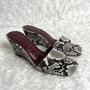 STAUD Billie Snakeskin-Print Leather Wedoe Sandals size 6.5