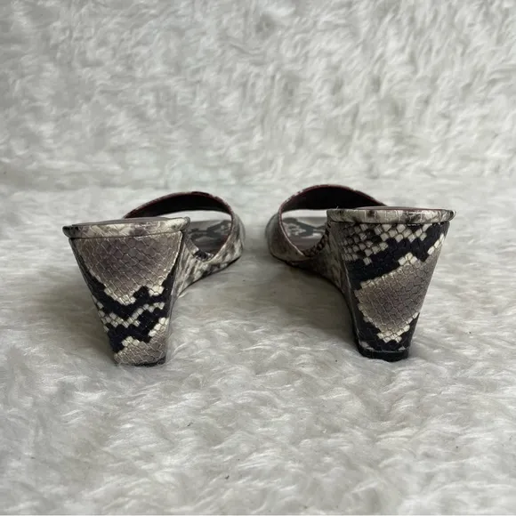 STAUD Billie Snakeskin-Print Leather Wedoe Sandals size 6.5