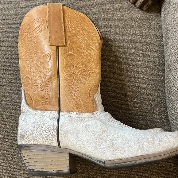 Sterling River Western Rodeo Leather Cowgirls Boots Tan And White Size 6