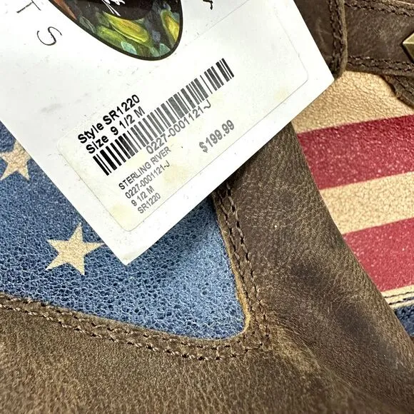 Sterling River Womens Brown American Flag Mid-Calf Cowgirl Western Boots 9.5 M‎