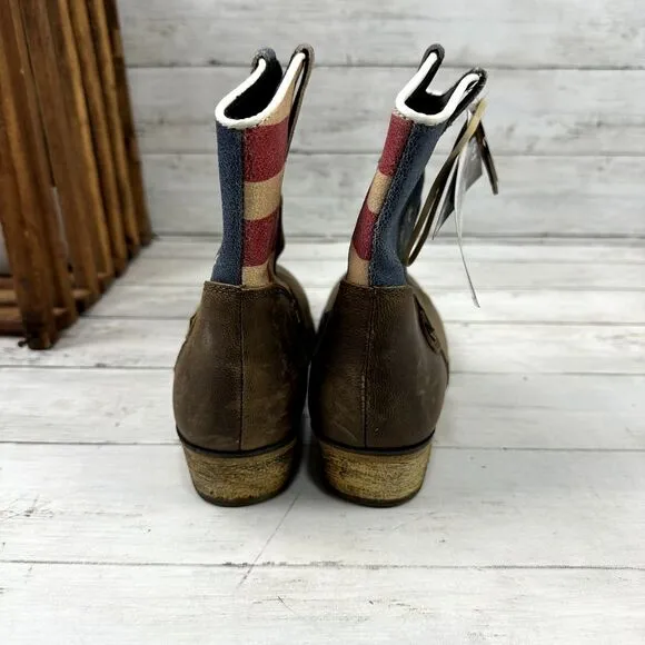 Sterling River Womens Brown American Flag Mid-Calf Cowgirl Western Boots 9.5 M‎