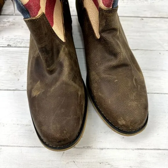 Sterling River Womens Brown American Flag Mid-Calf Cowgirl Western Boots 9.5 M‎