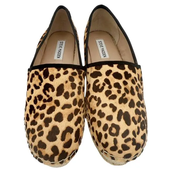 Steve Madden Alexia Leopard Platform Slip On Flat Animal Print Espadrilles US 9