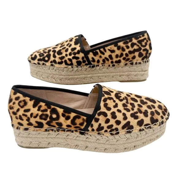 Steve Madden Alexia Leopard Platform Slip On Flat Animal Print Espadrilles US 9