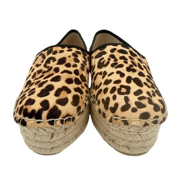 Steve Madden Alexia Leopard Platform Slip On Flat Animal Print Espadrilles US 9