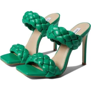 Steve Madden BNWOT &quot;Kenley&quot; Green Braid Stiletto Heel Sandals