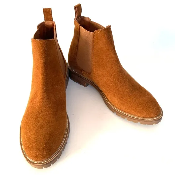 Steve Madden Chelsea Boots Womens 8.5 Brown Suede Chunky Round Toe