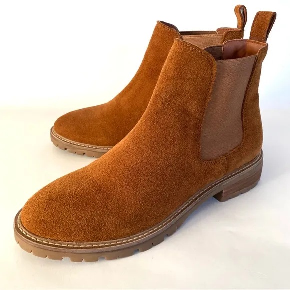 Steve Madden Chelsea Boots Womens 8.5 Brown Suede Chunky Round Toe