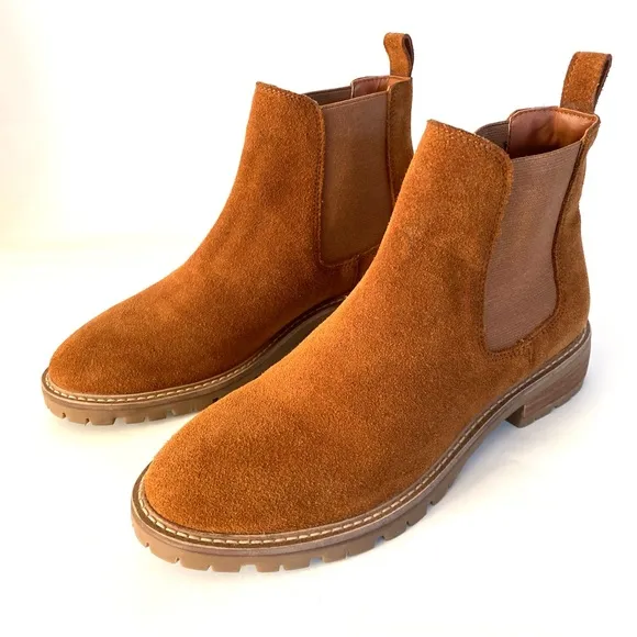 Steve Madden Chelsea Boots Womens 8.5 Brown Suede Chunky Round Toe