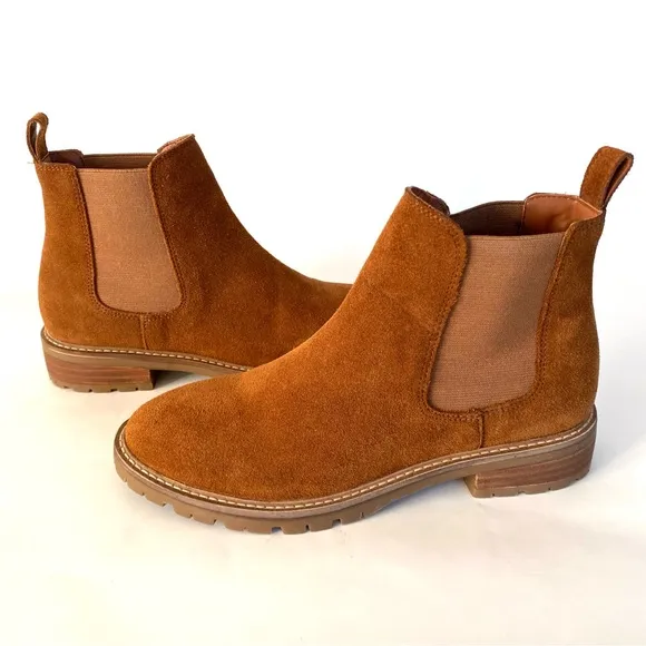 Steve Madden Chelsea Boots Womens 8.5 Brown Suede Chunky Round Toe