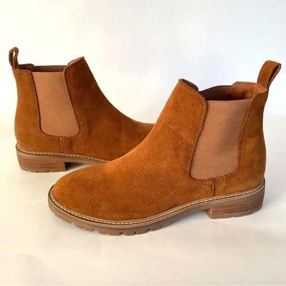 Steve Madden Chelsea Boots Womens 8.5 Brown Suede Chunky Round Toe