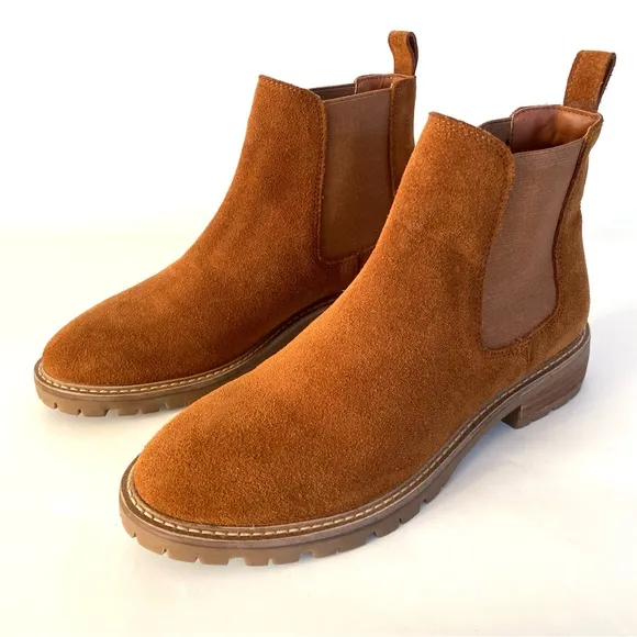 Steve Madden Chelsea Boots Womens 8.5 Brown Suede Chunky Round Toe