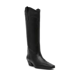 Steve Madden Dollie Western Boots Knee High Black Leather Size 8