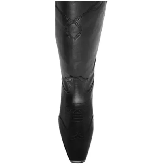 Steve Madden Dollie Western Boots Knee High Black Leather Size 8