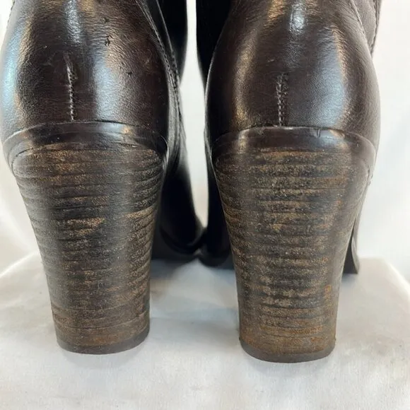 Steve Madden Frontier Brown Leather Mid-Calf Heeled Cowboy Boots