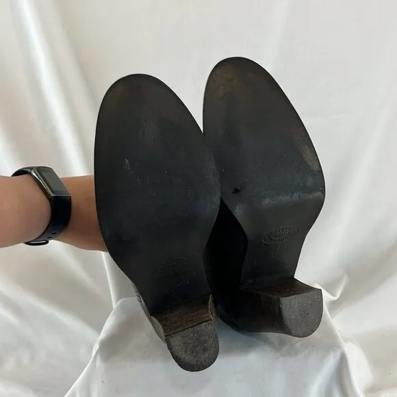 Steve Madden Frontier Brown Leather Mid-Calf Heeled Cowboy Boots