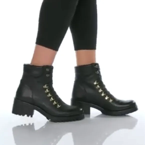 Steve Madden Galway Black Leather Women's Boots