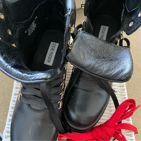 Steve Madden Galway Black Leather Women's Boots