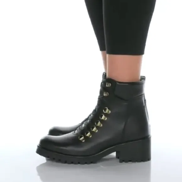 Steve Madden Galway Black Leather Women's Boots