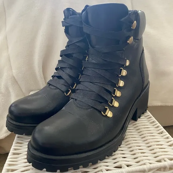 Steve Madden Galway Black Leather Women's Boots