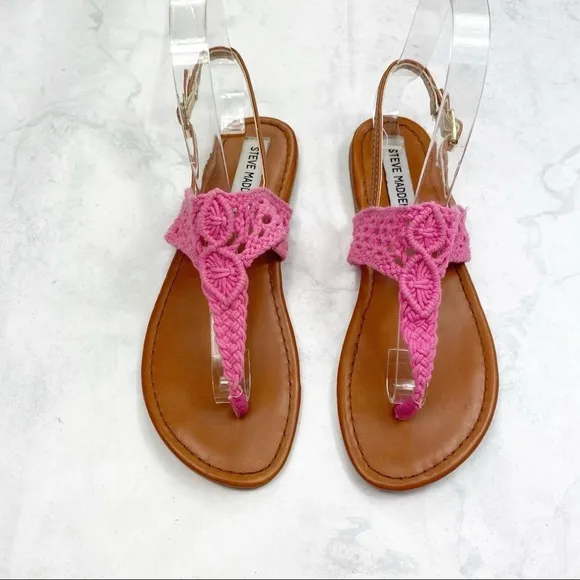 [Steve Madden] Girls Pink Knit Sandals