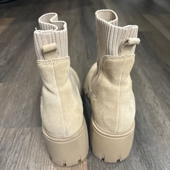 Steve Madden Hutch Boots Women US 8 Euro‎ 39 Tan Suede Platform Chelsea