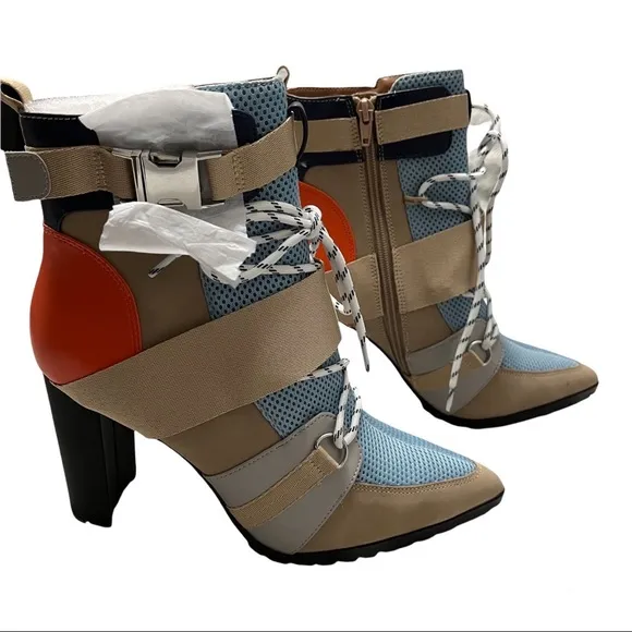 Steve Madden Illusion Mesh Block Heel Ankle Boots Size 11