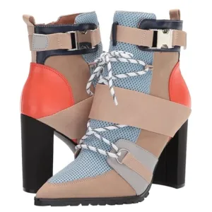Steve Madden Illusion Mesh Block Heel Ankle Boots Size 11
