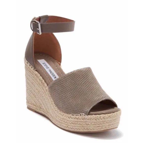 Steve Madden Josey Leather Platform Wedges Sandals Size 10