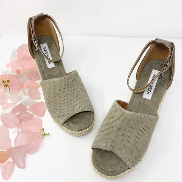Steve Madden Josey Leather Platform Wedges Sandals Size 10