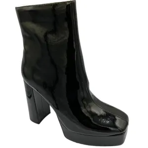 Steve Madden Luisina Black Patent Chunky Platform Boots Goth Witchy Punk 9.5