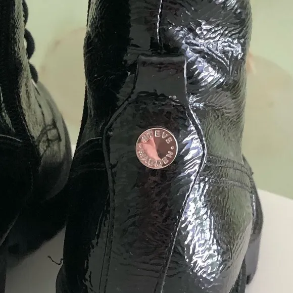 Steve Madden Patent Leather Chunky Platform Combat Moto Boots