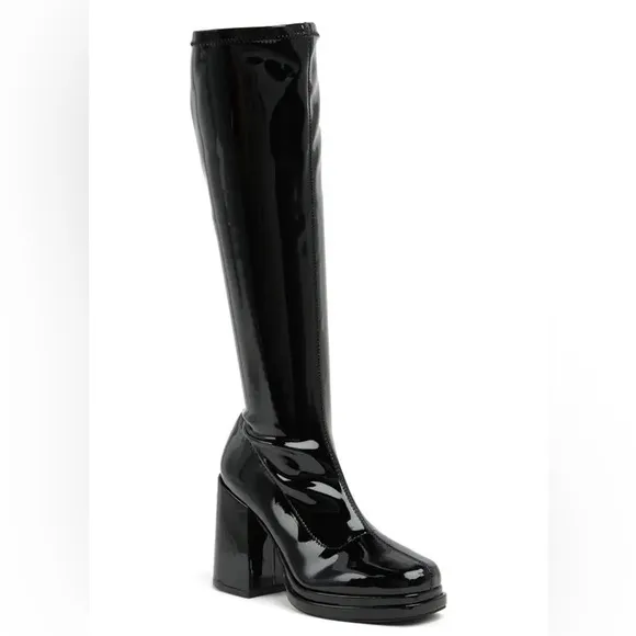 Steve Madden Patent Leather Knee-High chunky heel Boots