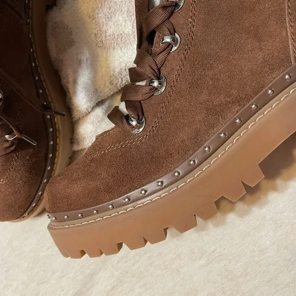 Steve Madden Rainer Lace Front Chunky Boots Suede NEW​​