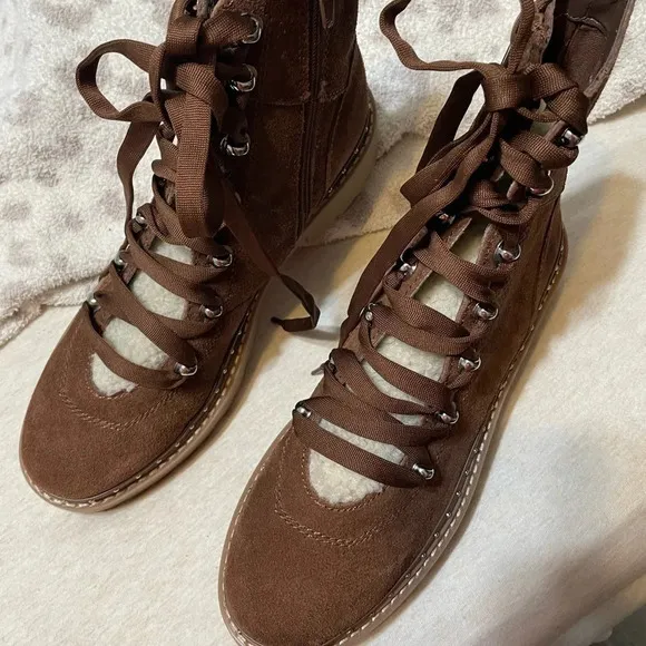 Steve Madden Rainer Lace Front Chunky Boots Suede NEW​​