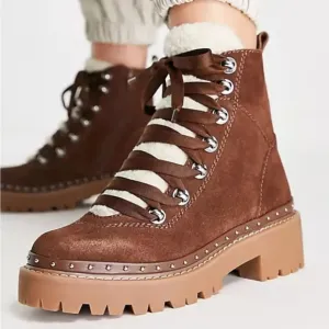 Steve Madden Rainer Lace Front Chunky Boots Suede NEW​​